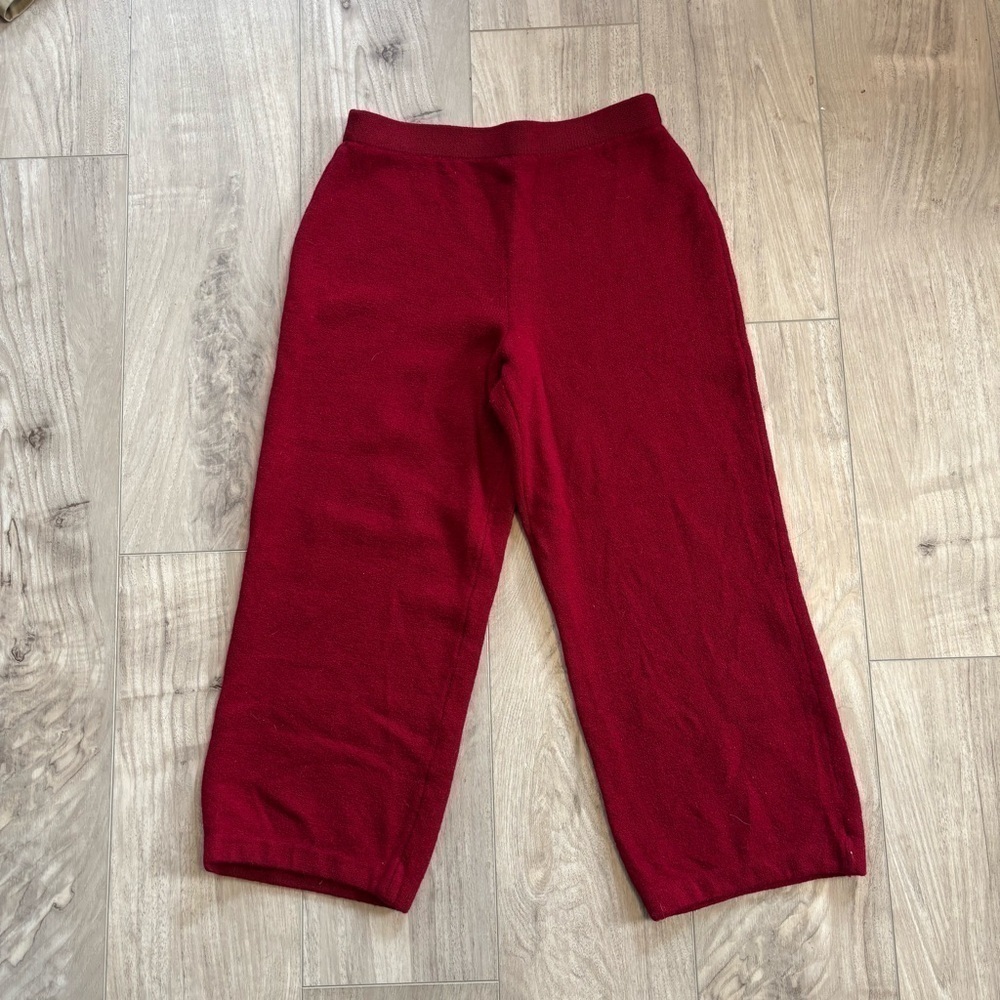 St John Collection By Marie Red Santana Knit Crop Hi Rise Pants - Picture 4 of 10